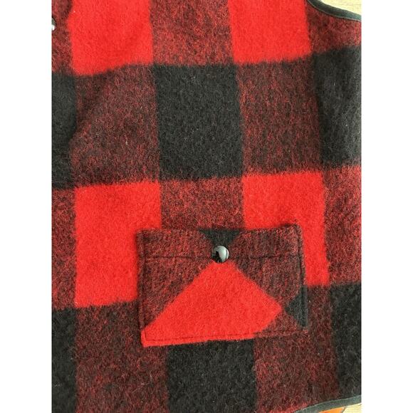 Vintage Woolrich Buffalo Check Plaid & Orange Reversible Hunting Vest Size L - Picture 9 of 13